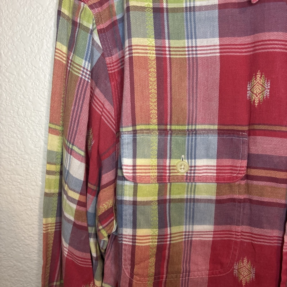 Vintage Polo Ralph Lauren Roll Tab Sleeve Shirt Pink Plaid Mens Large - Picture 6 of 16